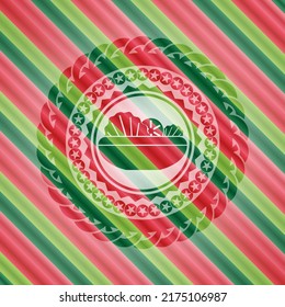 icono de ensalada dentro del emblema de navidad. 
