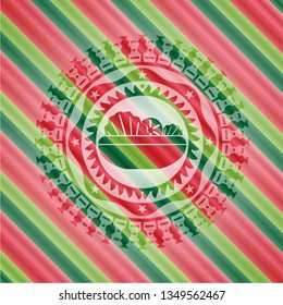 salad icon inside christmas style emblem.