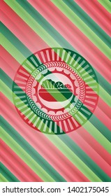 salad icon inside christmas style badge..