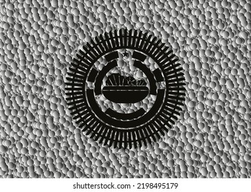 salad icon inside dark badge with grey bubbles background. Vector Illustration. Detailed. 
