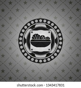 salad icon inside dark emblem. Retro