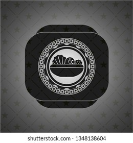 salad icon inside dark emblem. Retro