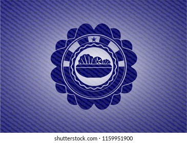 salad icon inside emblem with jean background
