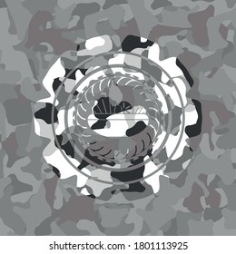 salad icon inside grey camo texture. 