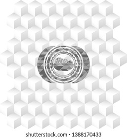 salad icon inside grey emblem. Retro with geometric cube white background