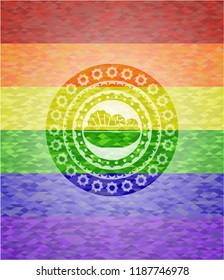 salad icon inside lgbt colors emblem 