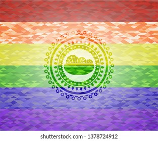 salad icon inside lgbt colors emblem 