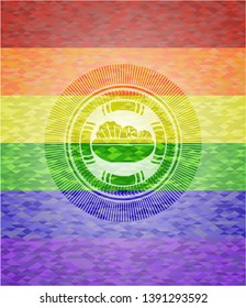 salad icon inside lgbt colors emblem 