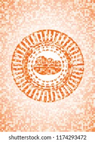 salad icon inside orange mosaic emblem