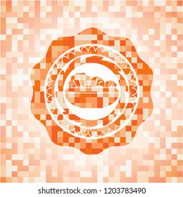 salad icon inside orange mosaic emblem