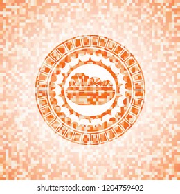 salad icon inside orange mosaic emblem