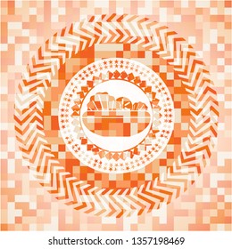 salad icon inside orange mosaic emblem