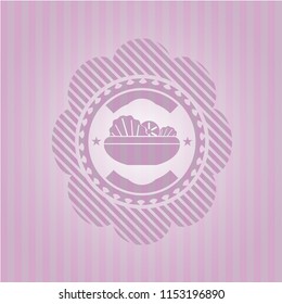 salad icon inside pink emblem. Retro
