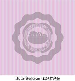 salad icon inside pink emblem. Vintage.