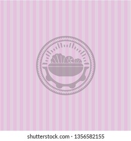 salad icon inside pink emblem. Retro