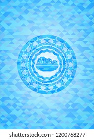 salad icon inside realistic light blue mosaic emblem