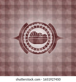 salad icon inside red badge with geometric background. Seamless.