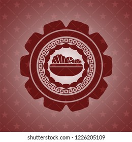 salad icon inside red emblem. Vintage.