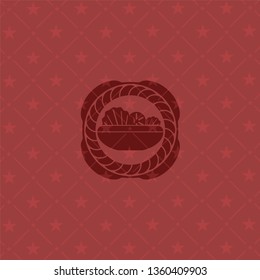 salad icon inside red emblem. Vintage.
