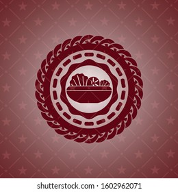 salad icon inside red emblem. Retro