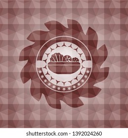 salad icon inside red seamless geometric badge.