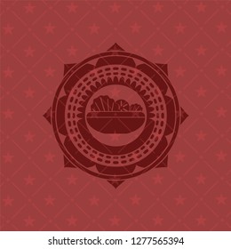salad icon inside retro red emblem