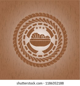 salad icon inside retro style wood emblem