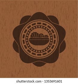 salad icon inside retro style wood emblem