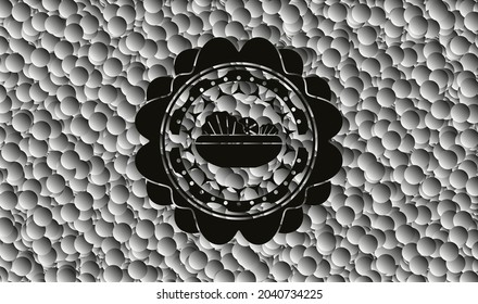 icono de ensalada dentro del emblema negro estilo retro con fondo de burbujas. Ilustración vectorial. Detallado. 