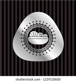 salad icon inside silver badge or emblem