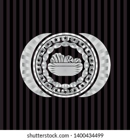 salad icon inside silver badge or emblem
