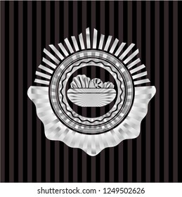 salad icon inside silver emblem or badge