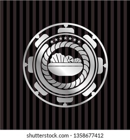 salad icon inside silver emblem or badge