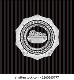 salad icon inside silver shiny badge