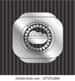 salad icon inside silvery shiny emblem