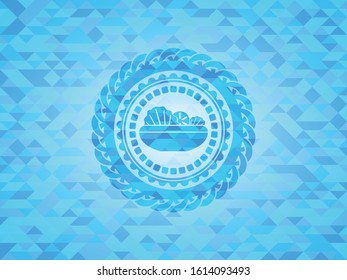 salad icon inside sky blue mosaic emblem