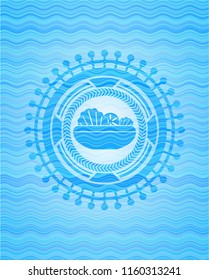 salad icon inside water wave concept emblem background.