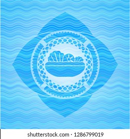 salad icon inside water wave concept style emblem.