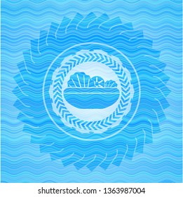 salad icon inside water wave emblem background.