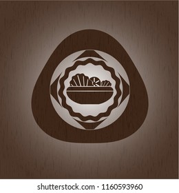salad icon inside wood emblem. Vintage.