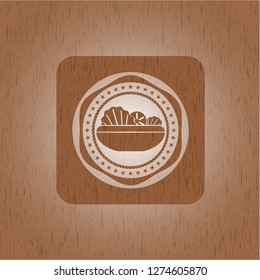 salad icon inside wooden emblem. Retro