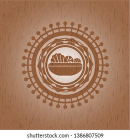 salad icon inside wooden emblem. Retro