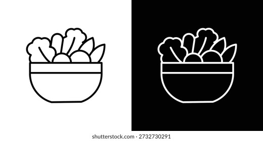 Icono de ensalada en diseño de línea. icono de trazo editable.