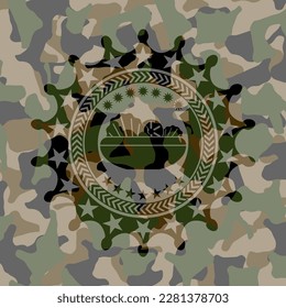 salad icon on camo pattern. 