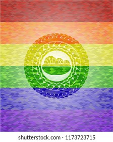 salad icon on mosaic background with the colors of the LGBT flag