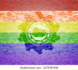 salad icon on mosaic background with the colors of the LGBT flag