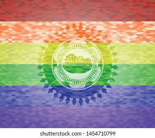 salad icon on mosaic background with the colors of the LGBT flag