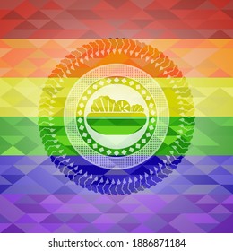 salad icon on mosaic background with the colors of the LGBT flag. 