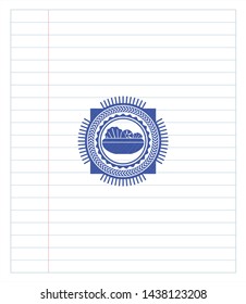 salad icon pen effect. Blue ink. Vector Illustration. Detailed.
