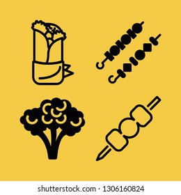 salad icon set with shawarma, kebab and broccoli vector illustration